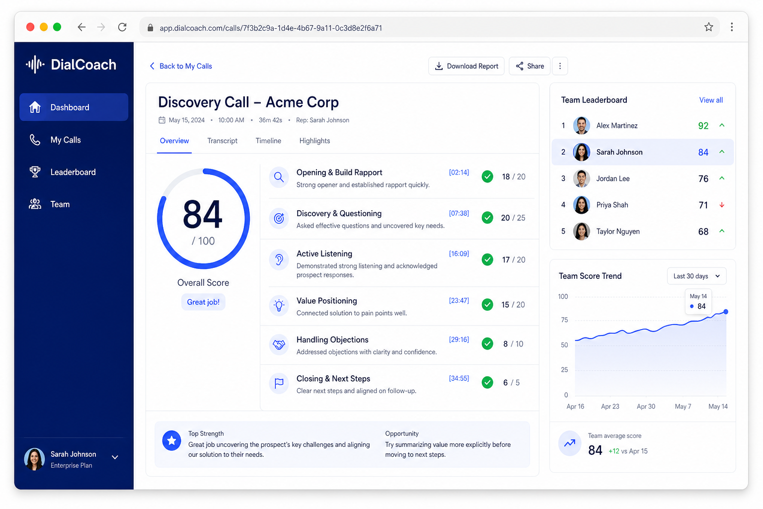 DialCoach AI sales coaching app