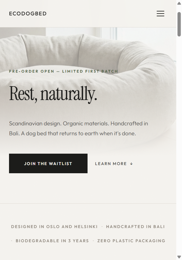 EcoDogBed website